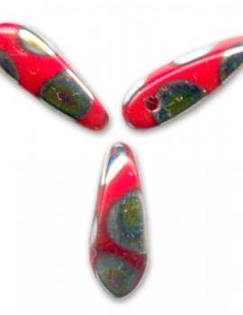 Lándzsa 3x11 mm Red coral Peacockeye - 20 db