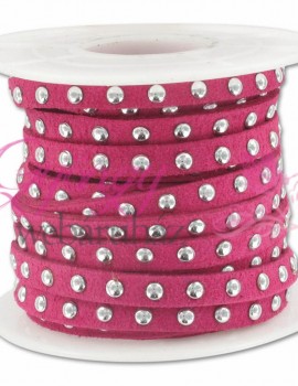 5 mm Szegecses bőrszál-Fuchsia-10 cm