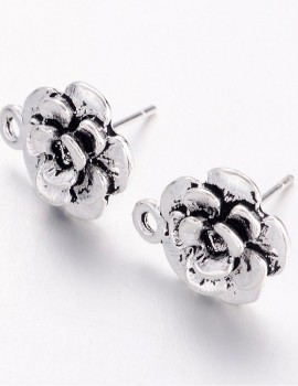 Virág bedugós fülbevalóalap-antik ezüst-1 pár