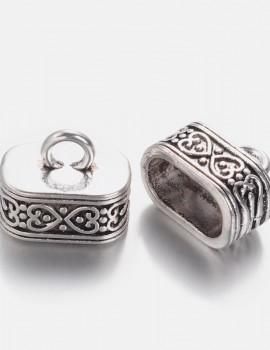 Ovális tibeti gyöngykupak-Antik ezüst-1 db