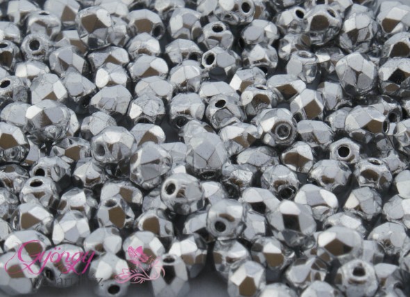 Cseh csiszolt 4mm-Silver-40 db