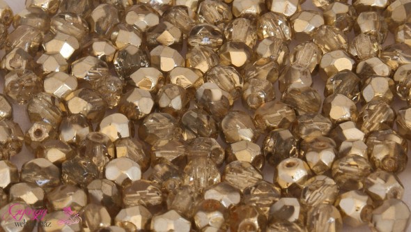 Cseh csiszolt 4 mm-Coated  kristály arany(97387)-40 db
