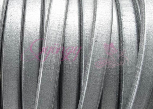 Ovális bőr 10x6 mm-Metál sötét ezüst-1 cm
