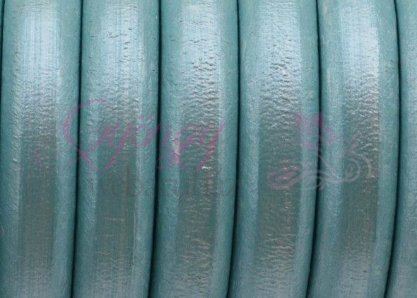 Ovális bőr 10x6 mm-Metál türkiz-1 cm