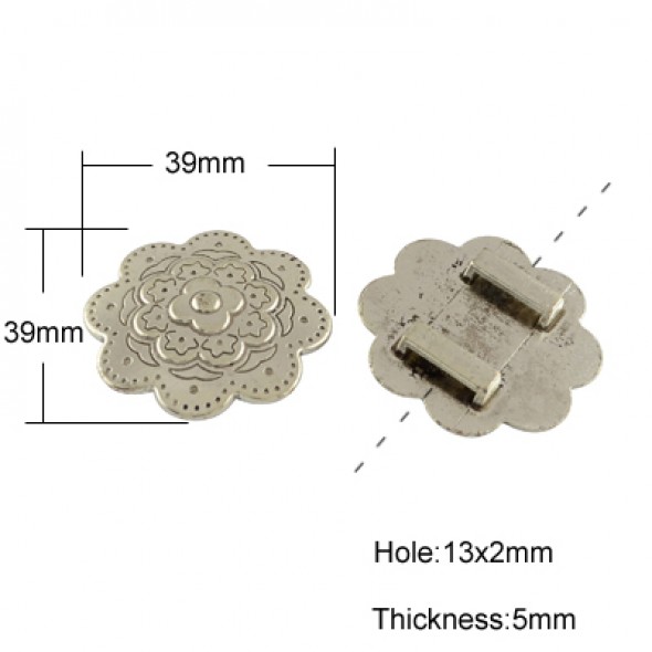 Díszes virág távtartó 39 mm-ezüst-1 db