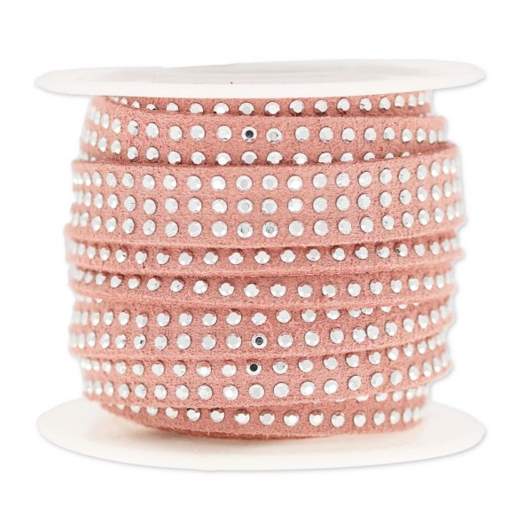 10 mm Szegecses bőrszál-Antik pink-10 cm