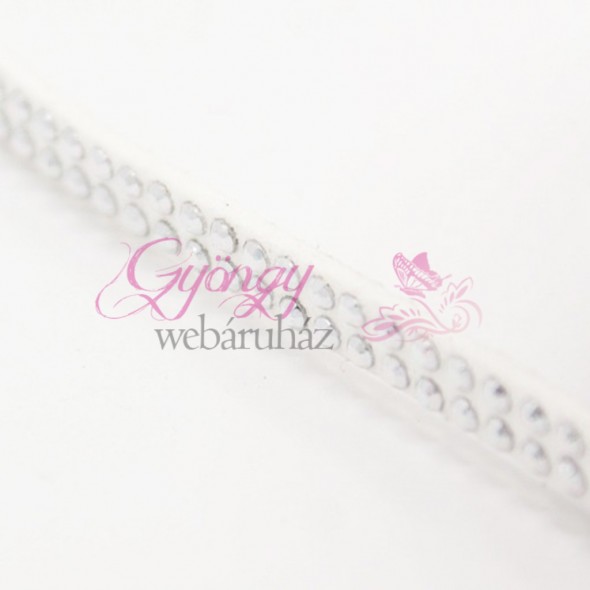 5 mm dupla szegecses bőrszál-Fehér-10 cm