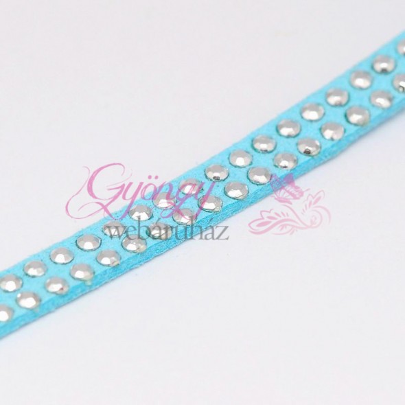 5 mm dupla szegecses bőrszál-Türkiz-10 cm