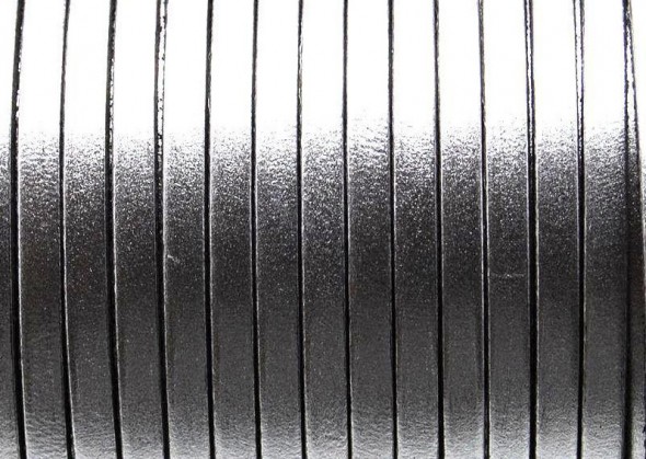5 mm lapos bőrszál-Metál ezüst-1 cm