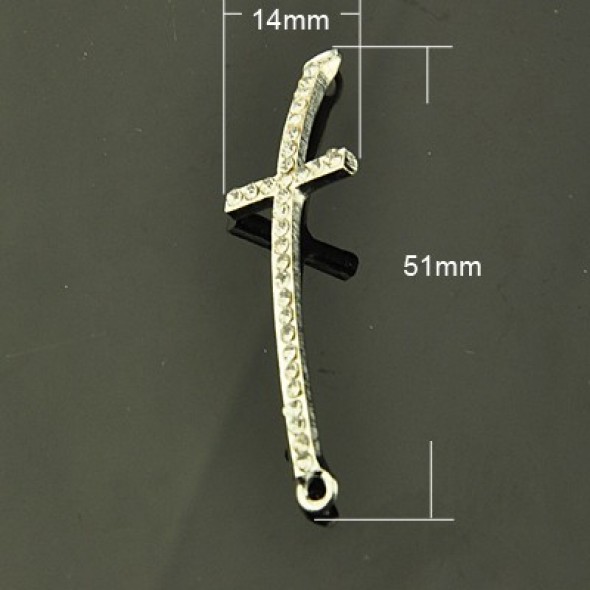 Strasszos kereszt-ezüst-1 db