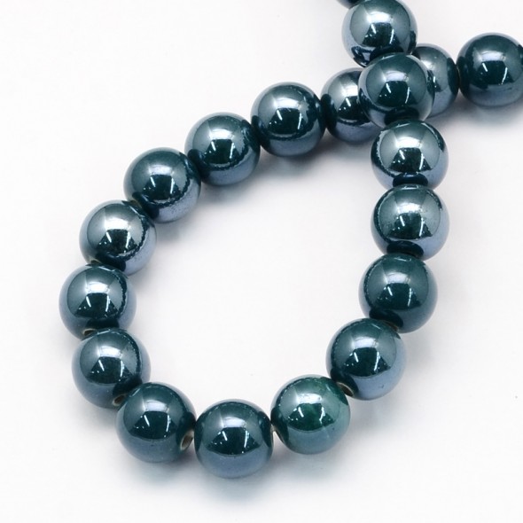 8 mm porcelán gyöngy-Olajzöld-5 db