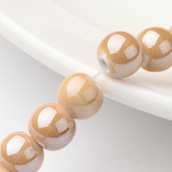 8 mm porcelángyöngy-Bézs-5 db