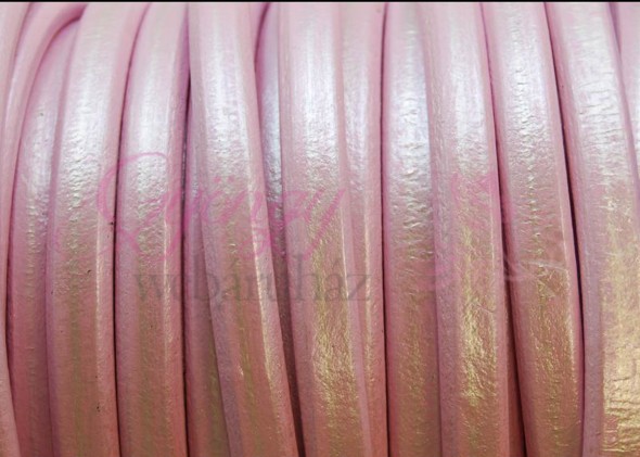 Ovális bőr 10x6 mm-Metál rózsaszín-1 cm