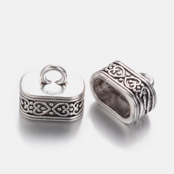 Ovális tibeti gyöngykupak-Antik ezüst-1 db