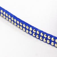 5 mm dupla arany szegecses bőr-királykék-10 cm